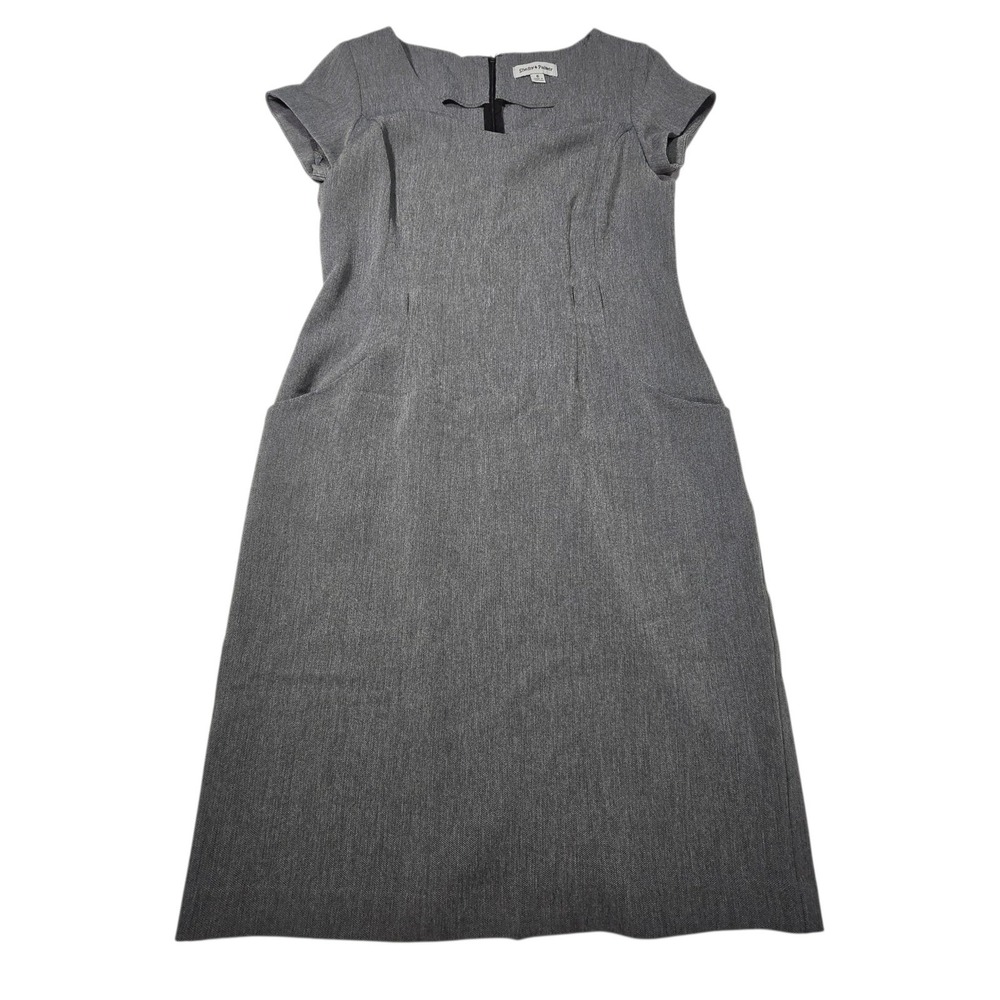 Shelby &‎ Palmer Women's 6 Gray Career Dress Short Sleeve Pockets Workwear